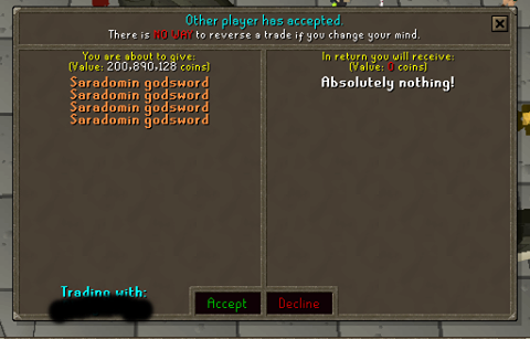 Provably fair verification system on a Runescape gambling site